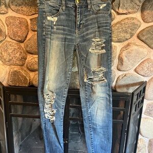 American Eagle Outfitters Ripped Blue Skinny Jeans